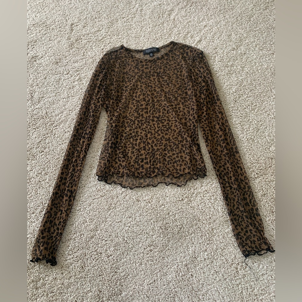 NWOT Leopard Print Mesh Shirt